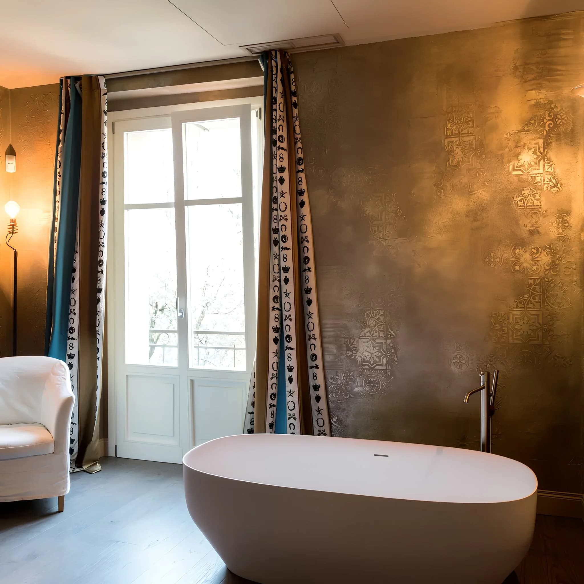 Baño suite con microcemento decorativo